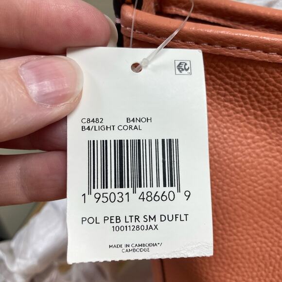 New Coach Purse Coral Pebbled Leather Shoulder Bag Crossbody - Picture 4 of 12